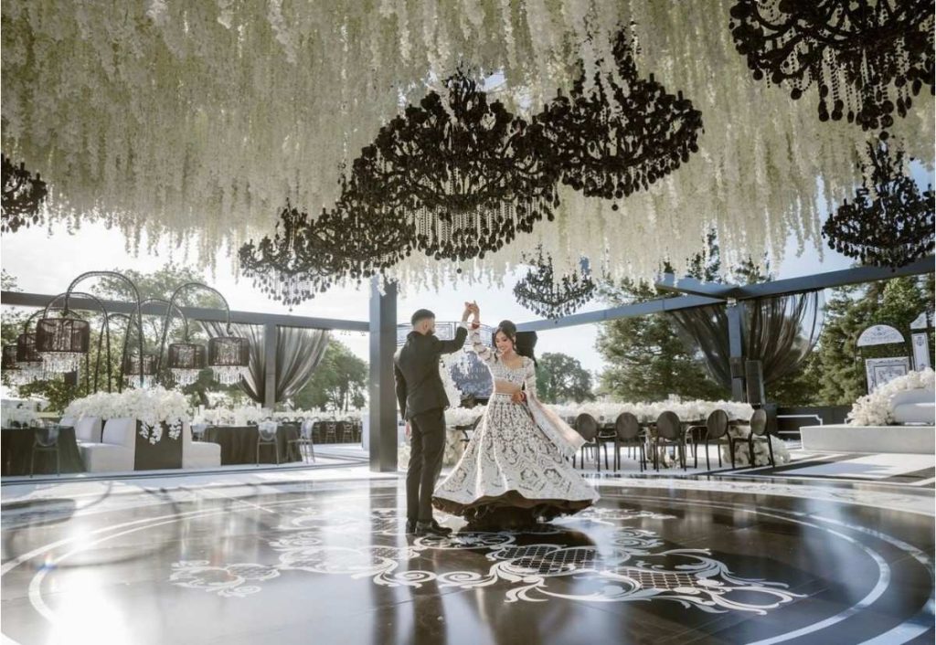 Wedding dance floor designed for upscale wedding event
