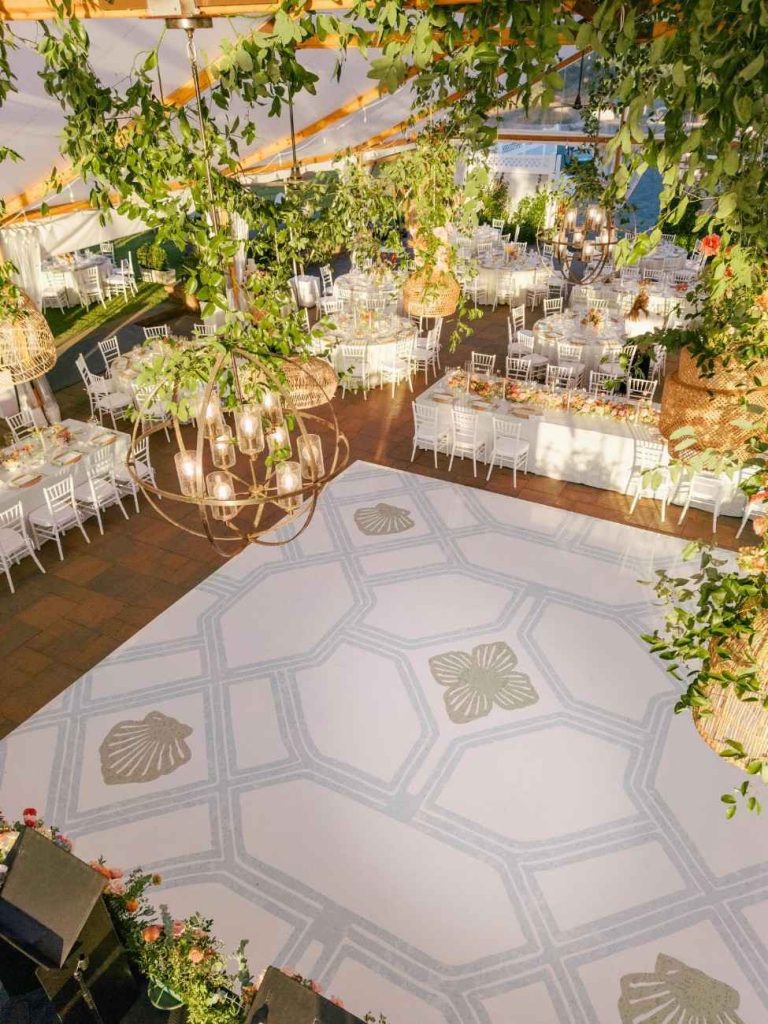Custom dance floor wrap used for luxury event branding and decor