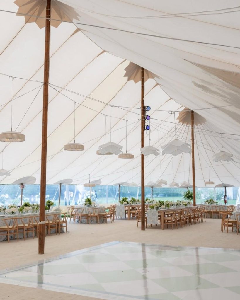 Elegant wedding reception with luxury dance floor wrap