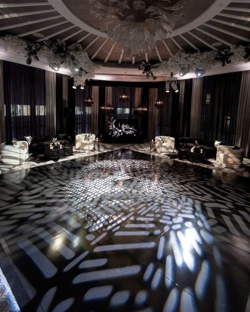 Wedding dance floor with seamless vinyl graphics installation