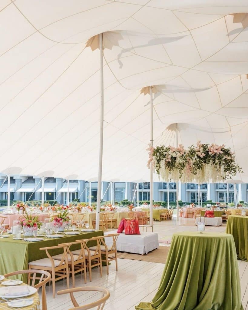 custom tent floor wraps for luxury outdoor wedding reception